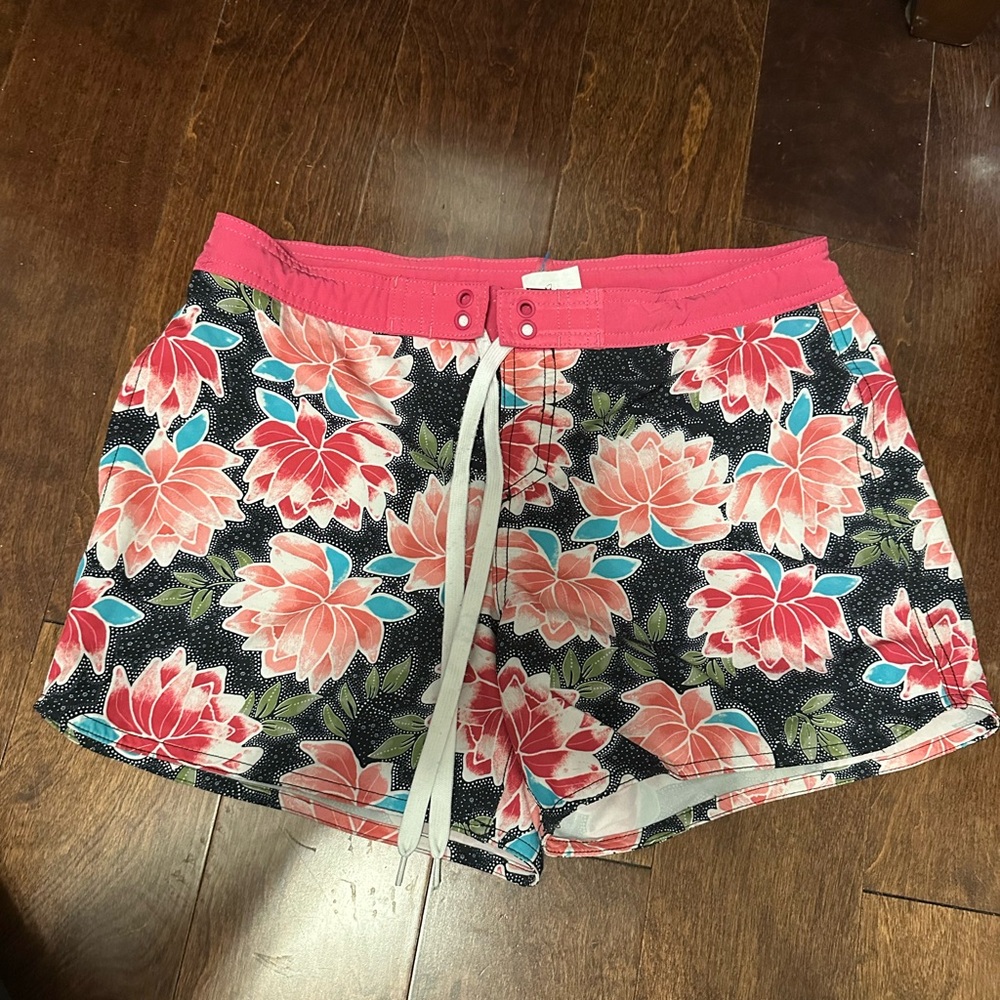 Pink and Black Athletic Shorts with Adjustable Waistband